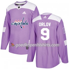 Washington Capitals Dmitry Orlov 9 Adidas 2017-2018 Purper Fights Cancer Practice Authentic Shirt - Mannen